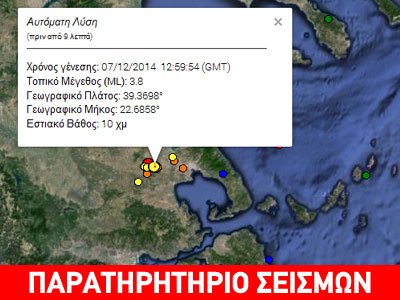 Σεισμός 3,9R στο Βόλο